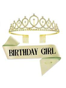 2 件套水晶皇冠头带和发梳套装，女士生日发饰，生日皇冠，生日礼物头饰，生日装饰 - 生日皇冠肩帶 - 查看 14