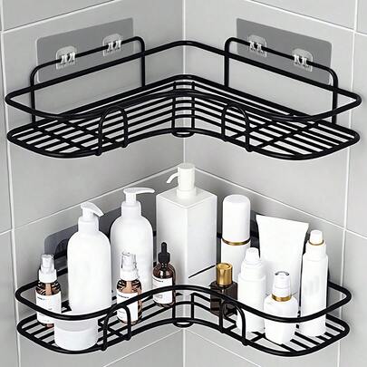 2 kệ góc phòng tắm, kệ tam giác, không cần khoan, kệ đựng đồ dùng phòng tắm và nhà bếp, đồ trang trí nhà cửa thiết thực.