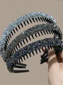 1/4 piezas Aro para el cabello vintage con brillo y rhinestones, diadema antideslizante, diadema para el flequillo, accesorios para el cabello para mujeres