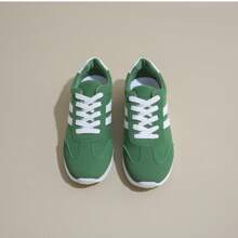 Women's Casual Sneakers, Low Top, Breathable, Lightweight, Suitable For All Seasons, Lace-Up, Rubber Outsole - Green - View 2