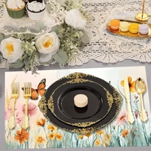 1/4/6 stuks Floral & Butterfly Series Retro Decoratief Patroon Polyester Linnen Placemats, Tafelmatten, Warmte-isolatie Pads Voor Keukendecoratie, Eettafel, Tafelsetting in Westerse Stijl