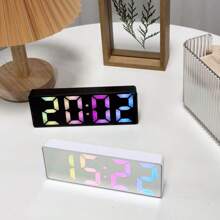 1 pieza Reloj digital, NUEVA VERSIÓN Reloj despertador LED para el dormitorio, Reloj de escritorio electrónico con pantalla de temperatura, Control de voz, 12/24 h, Reloj pequeño para decoración de dormitorio (sin batería y adaptador), Decoración de dormitorio, Vuelta al cole, Decoración escolar, Regalo escolar