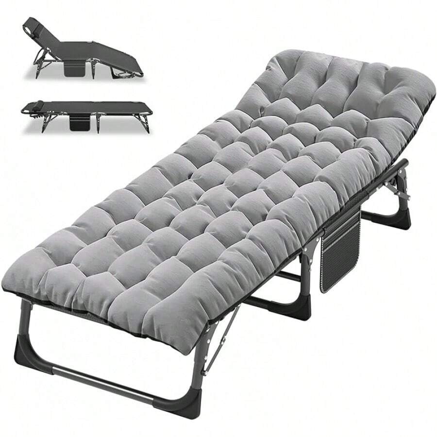 ABORON Oversized XXL Folding Camping Cot W/Mat For Adults, 78" L X 32" W X 18" H, Heavy Duty Outdoor Bed With Carry Bag,1200 D Layer Oxford Travel Camp Cots - 月光灰 - 查看 1