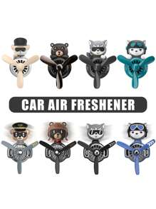 Wind Rotating Propeller Cool Fun Bear Pilot Car Air Fresheners Cartoon Dog Husky Vehicle Air-Conditioning Vent Clip Perfume Airplane Automotive Fragrance Diffuser Aromatherapy Ornaments Fan Aroma Pendant Windmill Outlet Interior Accsesories Decorations For Men Scent Flavor Fresh Smell Gifts Birthday Graduation