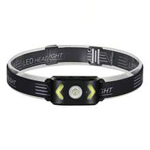 Hoofdlamp met 5-standensensor, snel opladen via Type-C, 1200 mAh, lange levensduur, handgolfsensor + COB-vullicht, geschikt voor nachtvissen, wandelen en hardlopen