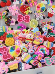 50pcs/Pack Girls Bow, Fruit, Animal, Cartoon, Flower Random Style Hair Clips, Simple Bangs & Side Clips, Hair Accessories For Daily Use - Multicolor - View 3