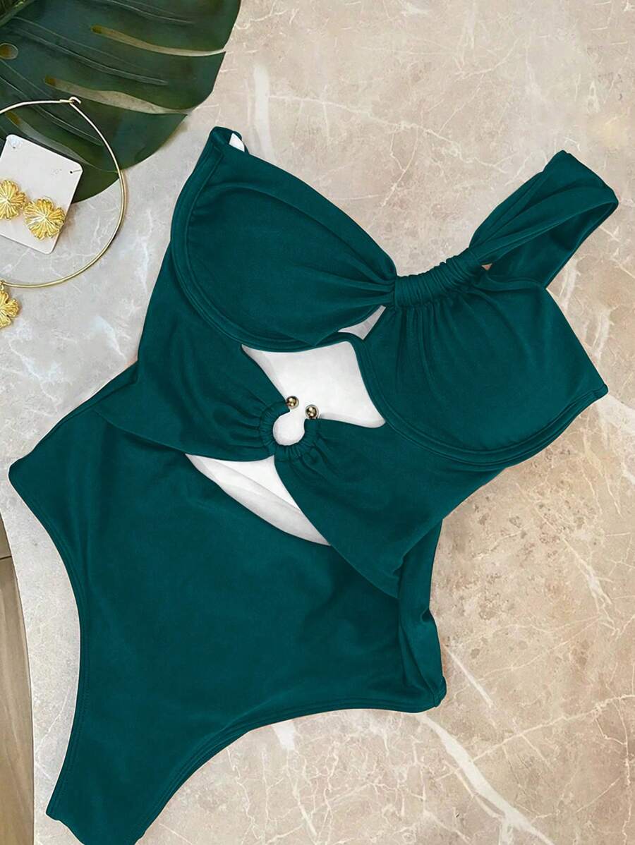 Nuevo Traje de Baño Elegante y Sexy de Color Azul con Diseño Calado, Adecuado para Playa, Vacaciones, Fiesta y Citas - Azul - Ver 1