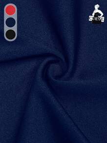 大码高领蝴蝶袖修身连衣裙，女士夏季优雅服装 - 藏蓝色 - 查看 5