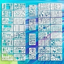 36pcs Reusable & Washable Journal & Journaling Art Template Set Kit, Suitable For DIY Painting - White - View 4