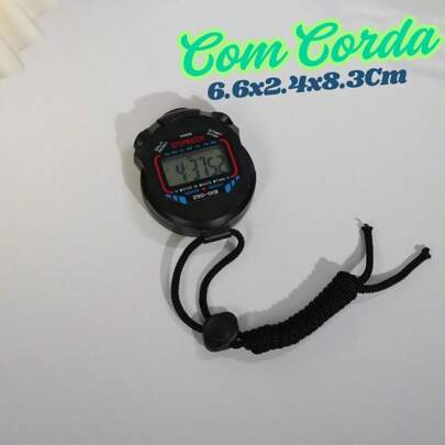 Cronômetro Progressivo De Resistente a água 6.6x2.4x8.3Cm Preto Mão Digital Alarme Hora Com Corda
