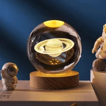 Crystal Ball LED Table Lamp - Moon, Solar System, Saturn, Galaxy, Tree - Size M And L - Sao Thổ-G - Xem 1