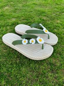 Sandalias pata gallo con flores para verano nuevo modelos