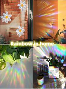 3PCS/6PCS Rainbow Cloud Window Stickers, Daisy Flower Glass Film, Rainbow Static Cling Window Film, PVC Bedroom Decor, Sunlight Reflection Produce Rainbow For Living Room, Bedroom, Dining Room Gifts Birthday Graduation Home Decor Wall Decor Bathroom Decor Room Decoration Stuff Living Room Decor House Decor Home Decor Living Room Wall Art Wall Paper Personalised Stickers