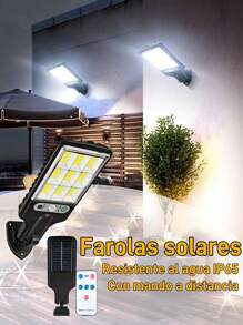 LED Solar Street Light Outdoor Waterproof IR Sensor With Remote Control IP65 Waterproof Wall Light Human Sensor Industrial Garden Road Square - Black - View 3