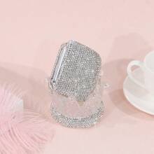 1pc, Mini 2.32/2.13/0.79IN Stainless Steel Ashtray With Leaf-Shaped Ash Tray, Sparkling Glass Rhinestones, Artificial Rhinestones, Portable Ashtray, Outdoor Pocket Ashtray, Creative Car Smoking Accessory, Fashionable And Charming