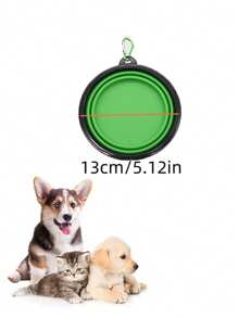 1pc Outdoor Portable Collapsible Pet Bowl, Slow Feeder Bowl, Travel Bowl, Silicone Hanging Dog/Cat Water/Food Bowl With Hook, Convenient For Walking Dogs And Feeding
