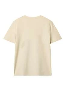 新款柔软百搭女士休闲宽松圆领透气水果印花 T 恤，时尚休闲装，春夏 - 杏色 - 查看 4