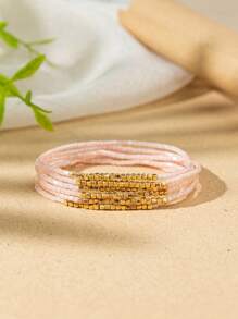 6pcs/Set Bohemian Style Beaded Bracelet For Women, Colorful Bracelets Stack For Best Friends And Daily Use