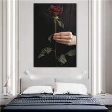 1pcs Framed Rustic Vintage Crimson Rose Floral Plant Canvas Art Painting Print Poster Suitable For Contemporary Living Room Bathroom Bedroom Hotel Apartment B&B Corridor Studio Bedside Classroom Home Office Wall Decoration Ready To Hang - Multicolor - View 5