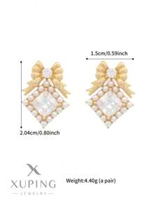XUPING JEWELRY 1 par de aretes elegantes y lujosos diseñados por Xuping, adecuados para vestidos de fiesta y eventos para mujer, regalo para días festivos