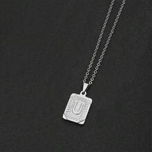 Collar con colgante del abecedario completo de 26 letras en oro/platino enchapado, letras mayúsculas cuadradas, adecuado para mujeres y hombres, cadena ajustable (40+5cm) - Multicolor - Ver 22