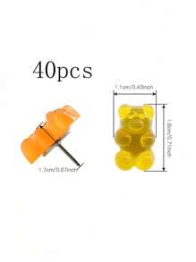 50/40/30/20/15/10 件混色卡通可爱树脂泰迪熊图钉软木板钉照片墙装饰钉地图钉返校