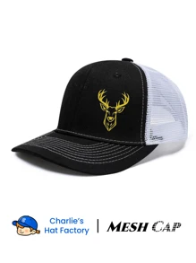 1pc Deer King Print Cnotrast Mesh Cap Summer Baseball Cap Outdoor Breathable Street Hat Trucker Cap Adjustable Head Circumference High Quality - DEER - View 10