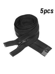 5 件黑色树脂拉链，各种长度（14.57 英寸/17.72 英寸/21.65 英寸/23.62 英寸/29.53 英寸/31.5 英寸），#5 尼龙线圈分离拉链，适用于服装、箱包、家纺等缝纫产品 - 黑色 - 查看 11
