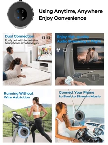 REMAX Wireless Receiver/Transmitter For Car(2-In-1);Noise Cancelling;3.5mm AUX;Wireless Car Adapter;Wireless Audio Receiver For Home Stereo/Wired Headphones;Hands-Free Call;Essential Car Stuff For Travel;Practical Car Accessories - Grey - View 2