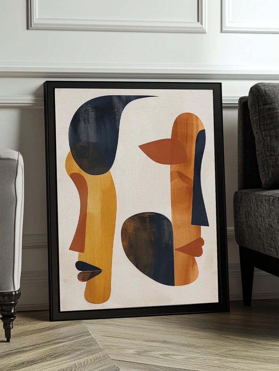 1pc Two Face Masks Vintage-Printing Canvas -Posters-Wall Arts- Frameless Canvas Paintings - Bedroom, Home Office, Kitchen, Bathroom - Indoor/Outdoor Hanging Pictures Ideal Gift For Wall Decoration, Room Decoration Paintings