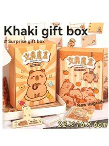 1 caja (8-10 piezas/caja) Bolsas ciegas de papelería de Capybara, cajas ciegas de sorpresa de Muskrat, set de regalo navideño lindo, cajas de sorpresa escolares, del hogar y de fiesta, pequeños regalos de regreso a la escuela (el peso de la caja ciega varía). Incluye libretas, borradores, bolígrafos de dibujos animados, pegatinas, blocs de notas, notas adhesivas, barras de pegamento de dibujos animados, reglas y otros artículos de papelería (los patrones de empaque se distribuyen al azar) (algunos colores y estilos de accesorios se distribuyen al azar)
