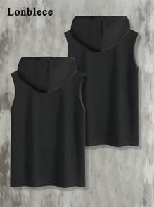 Lonblece 2 pièces Débardeur sans manches pour hommes, sweat-shirt à capuche casual, débardeur de sport