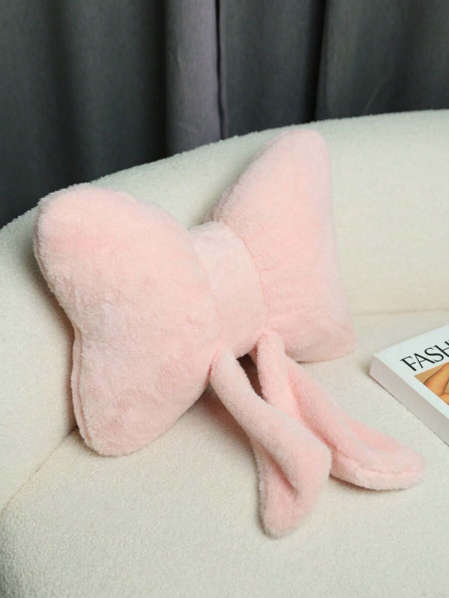 1pc Black, White, Solid Color Bow Decorative Throw Pillow, Atmosphere Decor, Headboard Cushion Applicable For Living Room Sofa, Bedroom