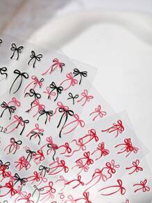 6 蝴蝶结指甲贴，情人节蝴蝶结粉色红色黑色指甲贴，黑色五款热销产品指甲贴花 - 彩色 - 查看 5