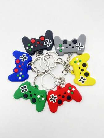 6pcs/Set Creative Game Controller Shaped Keychain With Pvc Dropping Glue Design, Soft Rubber Keyring For Car Accessories Casual Souvenir Bag Charm Backpack For School Cute Goth Y2k Halloween Accessories Teachers Day Christmas Gift Ideas Bag Lanyards With Id Holder Car Accessories Bag Charms