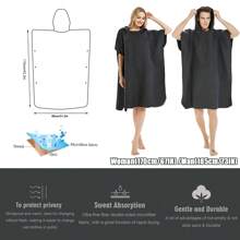 Poncho de surf, toalla poncho, poncho con capucha de microfibra, bata de playa para cambiarse, toalla de playa poncho para adultos - Multicolor - Ver 3