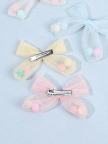 8pcs Hand-Tied Hair Bows For ToddlersPastel Macaron Hair Clip - Tulle & Surprise Pom-Pom Trim For Girls 3-14 ,Soft Elastic Hairpin For Birthday Parties ,Playdates ,Photoprops & Hypoallergenic Sensitive Skin