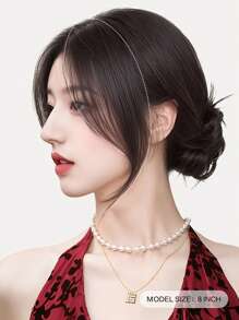 Synthetic Bangs Wig For Women With Natural Side Bangs Fluffy And Add Hair Flipper Bangs Natural Eight Side Bangs, 8 Inch Black Brown Daily Wear Natural
