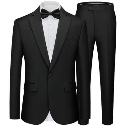 Men's Suits 2 Piece Slim Fit One Button Blazer Jacket Wedding Prom Tuxedo Pants Set