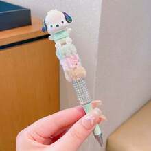 Sanrio Neutral Pen: Hello Kitty Cartoon Crystal Rhinestone Ball Pen, My Melody Cute Plush Sparkling Automatic Pencil, Kuromi Fantasy Anime Theme Rotary Pen, Pochacco 0.5mm Planner Pen, Cinnamoroll Kawaii Writing Pen, Rollerball Pens, School Stationery Essential