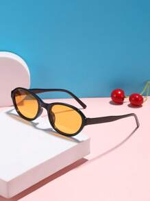 1pc Oval Full Frame Fashion Glasses For Teenagers 14-16Y, Casual Retro Style Suitable For Outdoor Activities And Daily Outfit - Multicolor - View 6