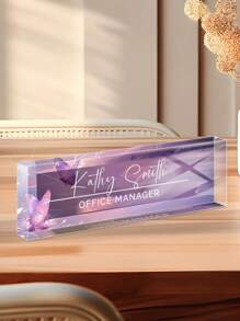 1pc Customized Acrylic Desktop Nameplate, 20*6*1.5cm, High Transparency, Support Personalized Name/Text/Font/Color Design, Suitable As Appreciation Gift For Teachers, Bosses, Doctors, Managers, Etc. Back To School