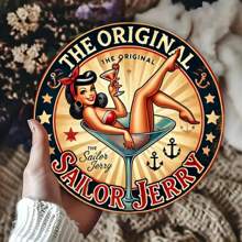 1 件 Sailor Jerry 香料朗姆酒，8 英寸 20x20 厘米圆形金属标牌，复古金属牌匾 - 适用于家庭、办公室、酒吧、俱乐部、电影院、咖啡厅、卧室艺术装饰复古金属印花 - 有趣的礼物 - 彩色 - 查看 6