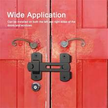 1pc Stainless Steel Barn Door Lock - 180° Flip Sliding Latch For Garage, Bathroom, Outdoor - Safety Accessories Without Charging, Bathroom Privacy Locks, Modern Lock Designs, Security Door Latches, Interior Door Latches - Black - View 5