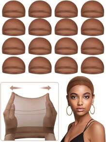 Stretchy Nylon Wig Caps For Women – Breathable & Secure Stocking Caps For Lace Front Wigs, Available In Black, Beige, Dark Brown (5~100pcs) - Multicolor - View 2