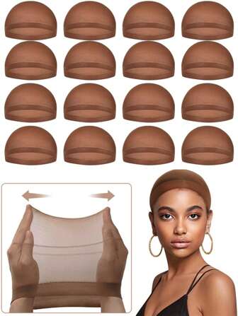 Stretchy Nylon Wig Caps For Women – Breathable & Secure Stocking Caps For Lace Front Wigs, Available In Black, Beige, Dark Brown (5~100pcs)
