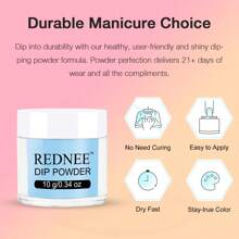 REDNEE 33pcs Dip Powder Nail Kit Starter 24 Bright Colors Dipping Powder, Base Top Coat, Activator, Brush Saver & Essential Tools For Nail Art Design Home Salon Daily DIY Women Gift Set