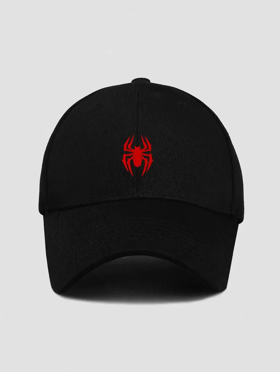 1pc Adjustable Men's Casual Baseball Cap With Spider Print, Suitable For Daily Wear - Black - View 1