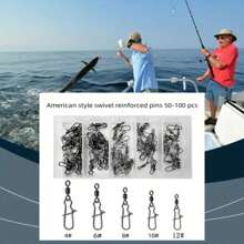 50/100 pièces Ensemble de rotateurs et d'anneaux à ressort en acier inoxydable pour équipement de pêche - Ensemble d'anneaux à ressort rapides résistants à l'eau de mer et à l'eau douce, expérience de pêche facile et sans enchevêtrement, parfait pour les passionnés de pêche comme outil de pêche essentiel - Multicolore - Voir 11