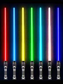 1 件/1 套伸缩激光剑，二合一闪光和发光棒减压玩具（不含电池）产品颜色将任意分配，产品中某些部件的颜色可能会有所不同 - 彩色 - 查看 3